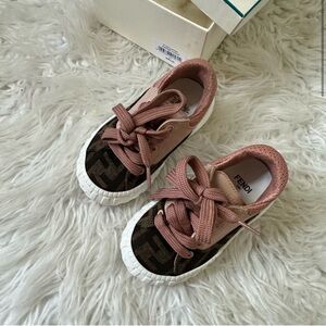 Fendi Kids Brown and Pink Sneakers